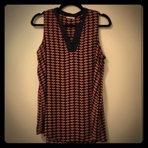 Pleione Orange & Blue Sleeveless Blouse